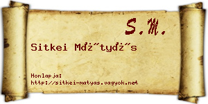 Sitkei Mátyás névjegykártya